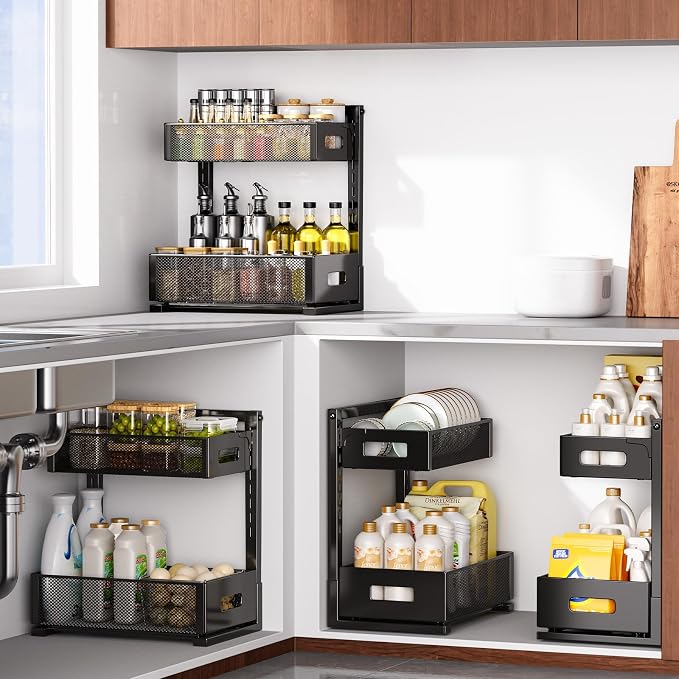 2 Pack Under Sink Organizer, Adjustable Height Under Sink Organizers and Storage - Image 8