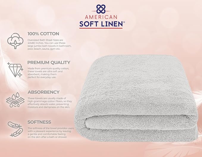 American Soft Linen Oversized Bath Sheet 40x80 Extra Large - Image 4