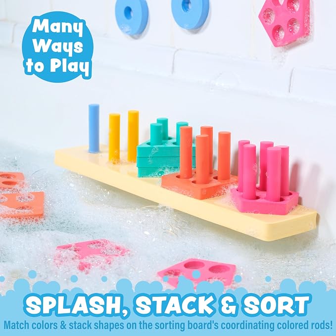 Tub Works® Splash, Stack & Sort™ Shape Sorter & Stacking Toddler Bath Toy | 20 - Image 3