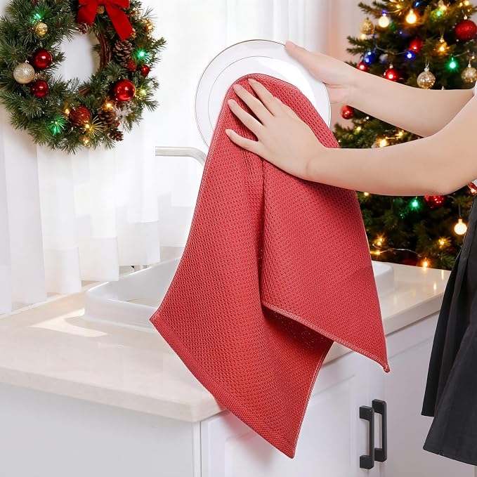 Homaxy 100% Cotton Waffle Weave Kitchen Dish Towels, Ultra Soft Absorbent Quick - Image 4