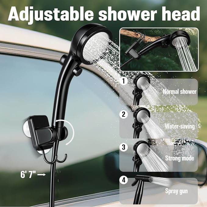 Portable Shower for Camping, 6000mAh Rechargeable Camp Shower Pump - Image 5