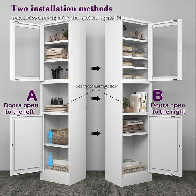 COFaR 67" Tall Metal Bathroom Storage Cabinet, 6-Tier Narrow Cabinet - Image 5