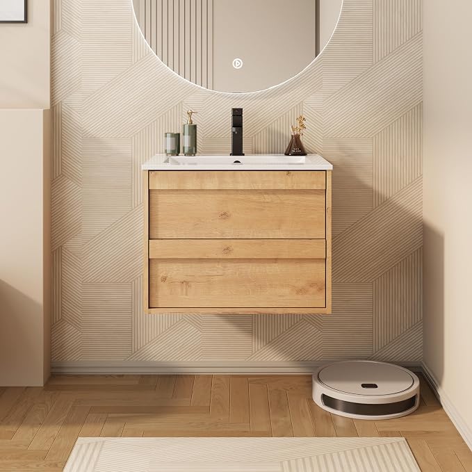 eclife 24" Floating Bathroom Vanity Sink Combo, Wall Mounted Modern Minimalist by eclife