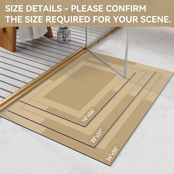 Non Slip Bath Mat, Rubber Backing Ultra Thin Bathroom Rugs Fit Under Door Quick - Image 2