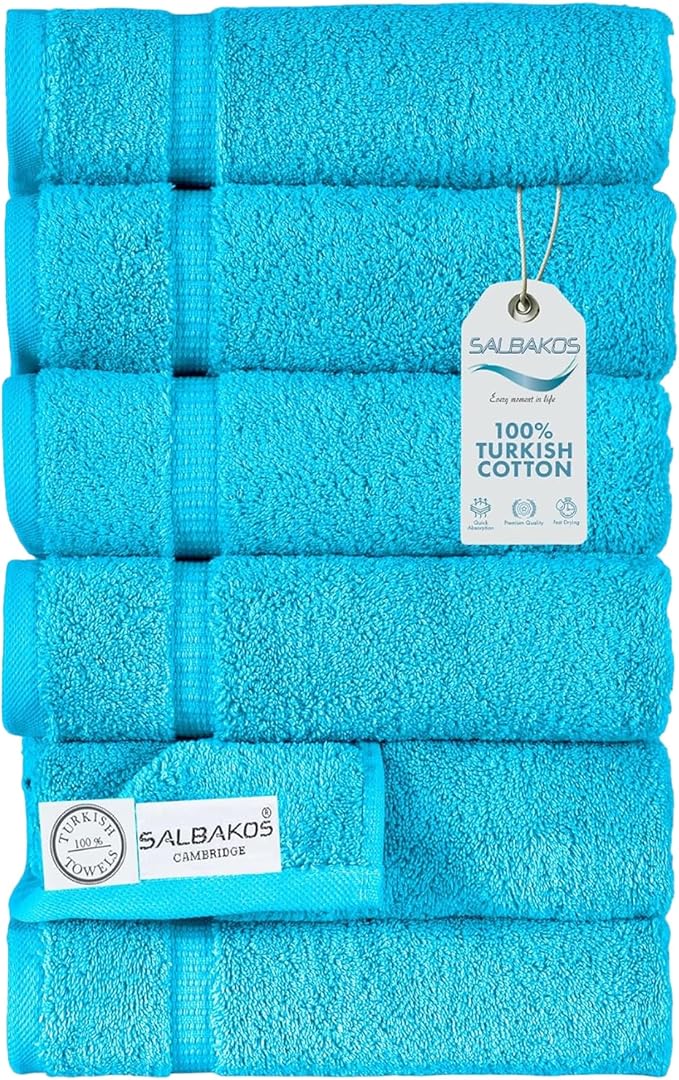 SALBAKOS 100% Turkish Cotton Hand Towel Set of 6 16x30 inch | Heirloom Quality by SALBAKOS