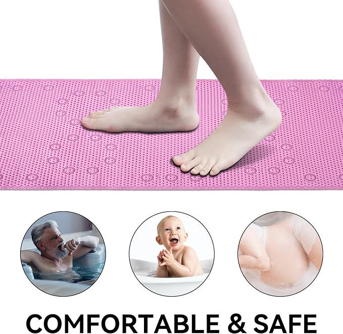 Non Slip Bathtub Mat 36” X 17” Shower Mat Soft Foam Bath Mats - Image 8