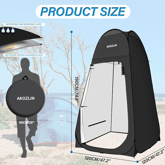 AKOZLIN Portable Pop Up Shower Tent Instant Privacy Dressing Changing Tent - Image 2