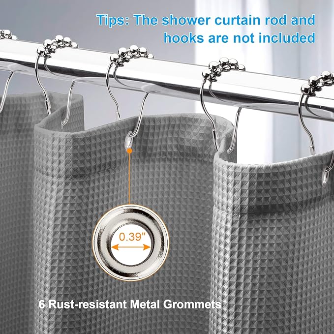 AmazerBath Grey Shower Curtain Waffle Textured, Small Stall Shower Curtain Gray - Image 5