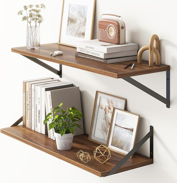 10 Inch Deep Floating Shelves, Walnut Floating Shelves 30 Inch Long, Rustic by FunMemories