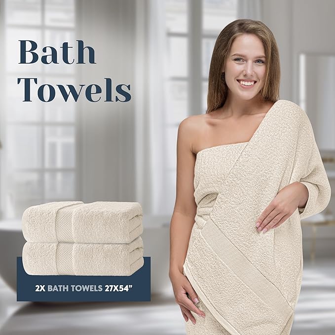 White Classic Luxury Bath Towel Set of 8 Pieces - Image 5