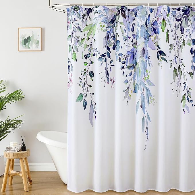 Colorful Star Green Eucalyptus Waterproof Shower Curtain Set by Colorful+Star
