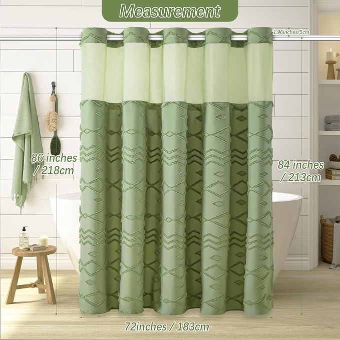 Long No Hook Tufted Chevron Striped Shower Curtain - Image 6