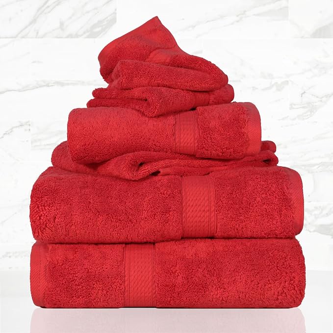 Superior Egyptian Cotton Pile 6 Piece Towel Set, Includes 2 Bath, 2 Hand - Image 2