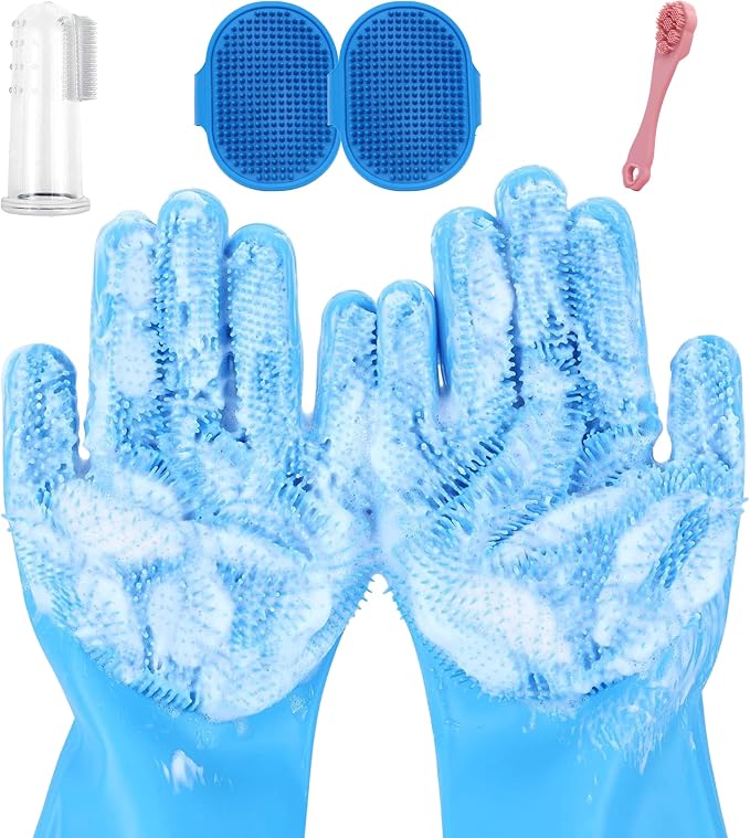 6PCS Pet Grooming Gloves |Pet Bath Brush|Pet Washing Gloves|Dog Bath by Unknown