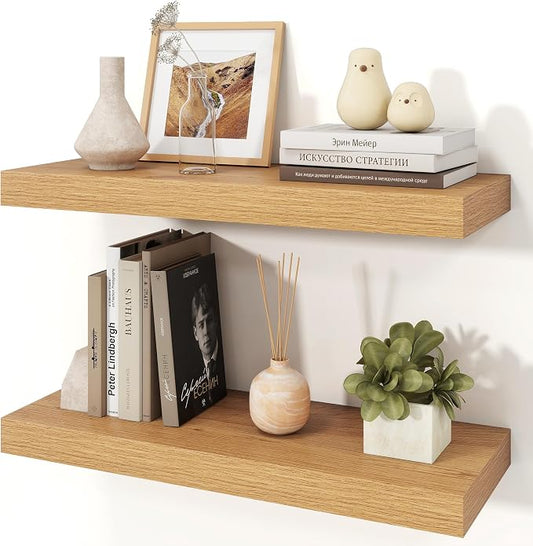 Floating Shelves for Wall, 9.3" Deep Wall Mounted Wood Shelves for Bathroom by Unknown