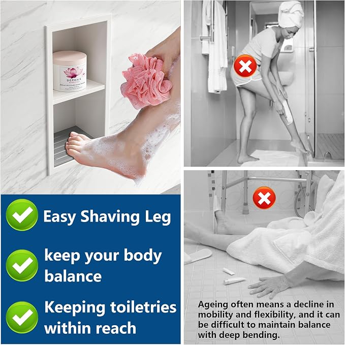 Shower Foot Rest for Shaving Legs, 304 Stainless Steel Footrest Niche - Image 4