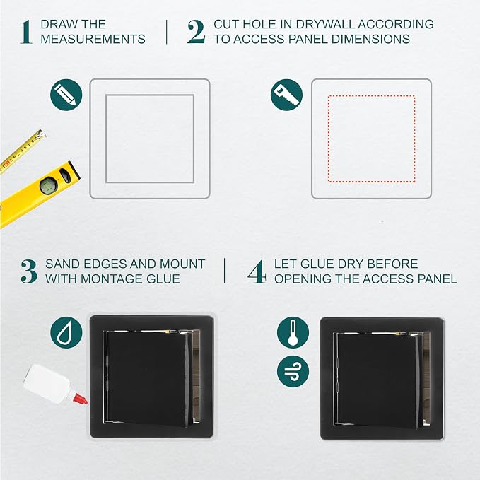 6" x 6" Black Plastic Access Panel. Service Shaft Door Panel. Plumbing - Image 3