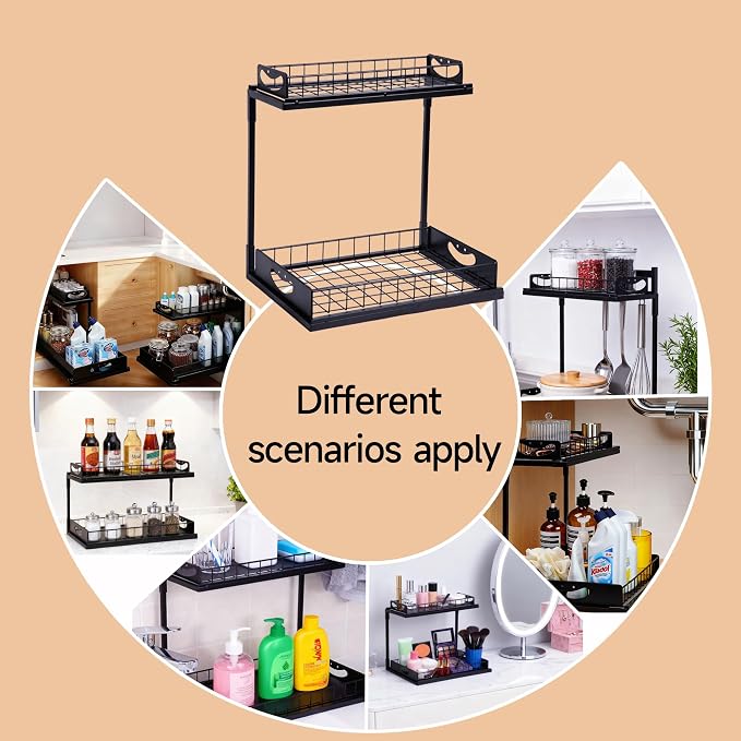 2 Pack Pull-Out Storage Basket Under Sink Organizers Under Sink Storage Racks - Image 7