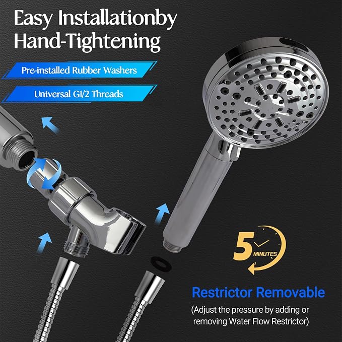 Filtered Shower Head with Handheld, adjustable water flow size, equipped with - Image 6