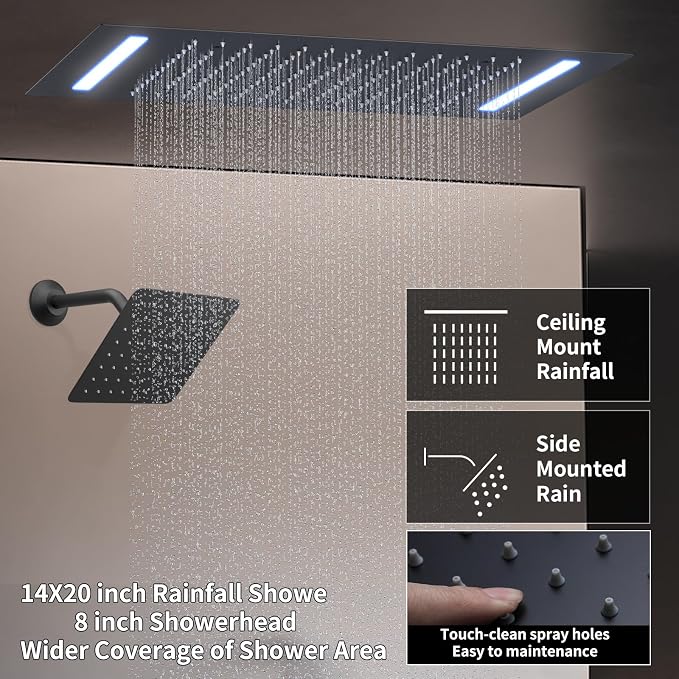 Digital Display Shower Faucet Set Matte Black Shower System - Image 2