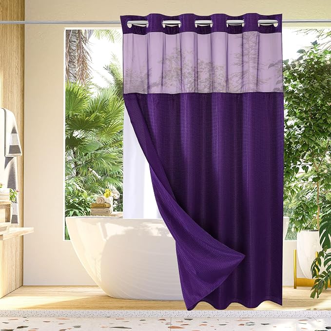Gibelle Long Shower Curtain 72x80, Waffle Weave Bathroom Shower Curtain by Gibelle