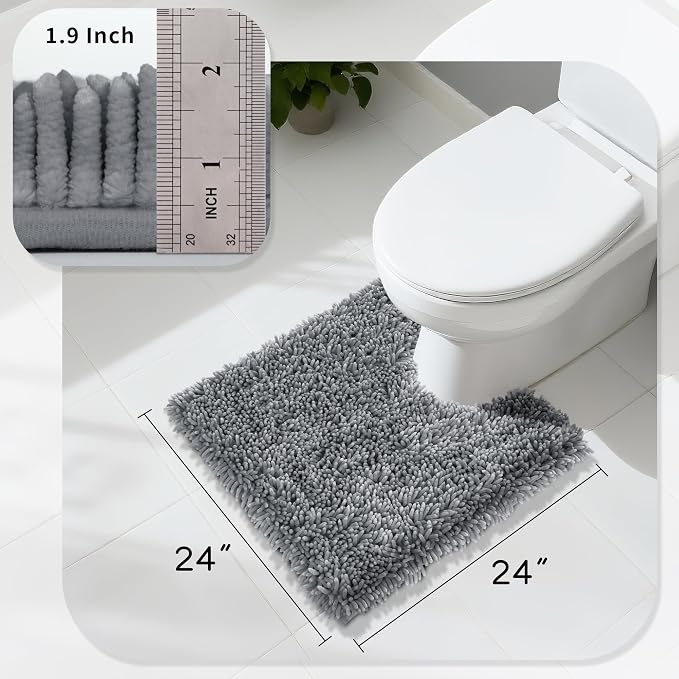 Yimobra Toilet Rugs U Shaped Washable, Extra Thick Soft Absorbent Chenille - Image 2