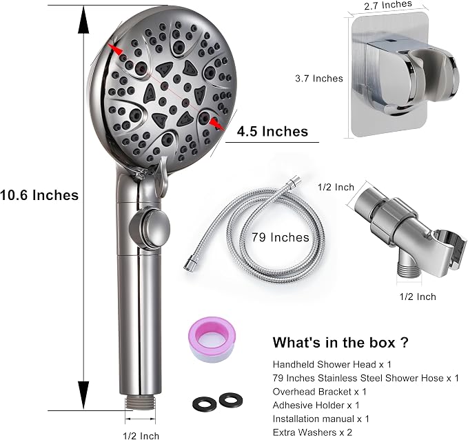 Handheld Shower Head with On Off Switch 8-Mode High Pressure Showerhead with 79 - Image 7