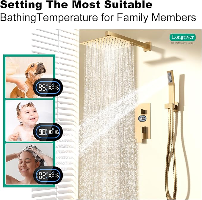 Shower Faucet Set with Hydro Power Temperature Display, Shower System Bathroom - Image 3
