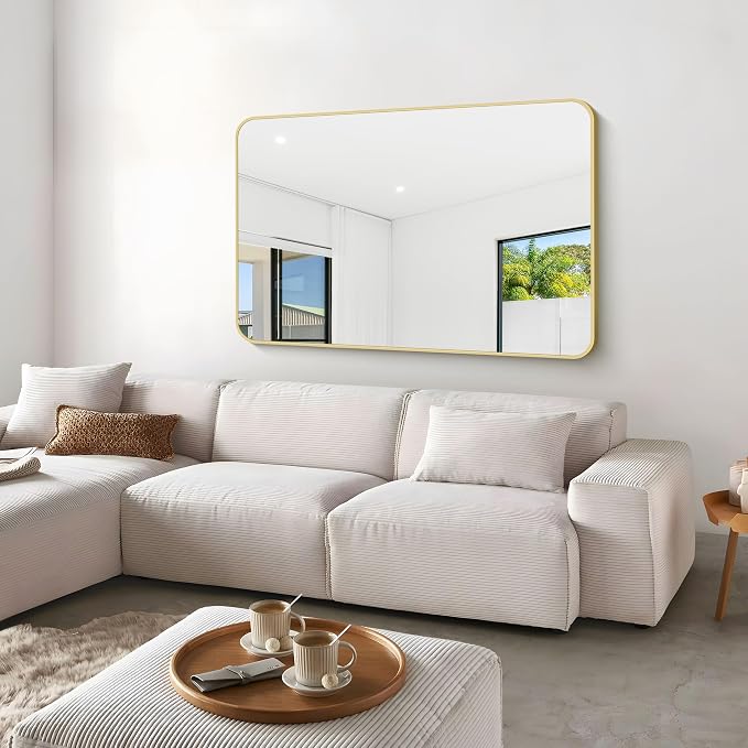 Gold Bathroom Mirror, 55x36 inch Wall Mirror - Image 8