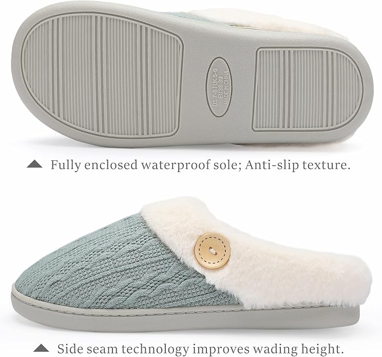 Chantomoo Womens Slipper Warm Comfy Memory Foam House Slippers Knitted Shoes - Image 2