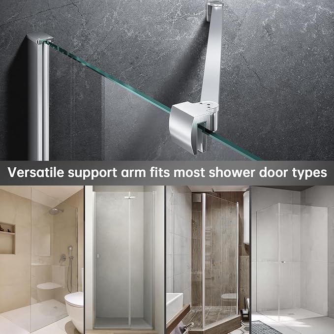 Frameless Shower Door Support Bar, Stainless Steel Wall-to-Glass Support Arm to - Image 7