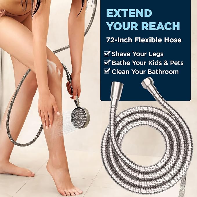 HammerHead Showers® Solid Metal Dual Shower Head Combo – BRUSHED NICKEL – 8 - Image 3