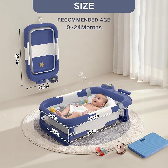 Collapsible Baby Bathtub for Newborn to Toddler, Portable Baby Bath Tub for - Image 2