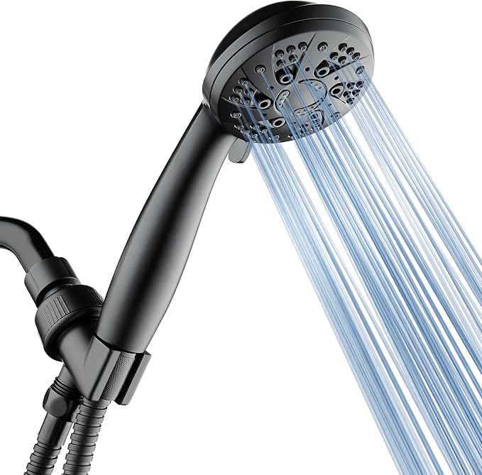 AquaDance High Pressure 6-Setting Matte Black Handheld Shower Head by AquaDance