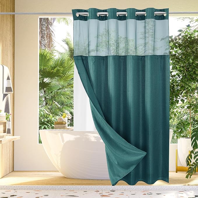 Gibelle No Hook Waffle Weave Shower Curtain by Gibelle