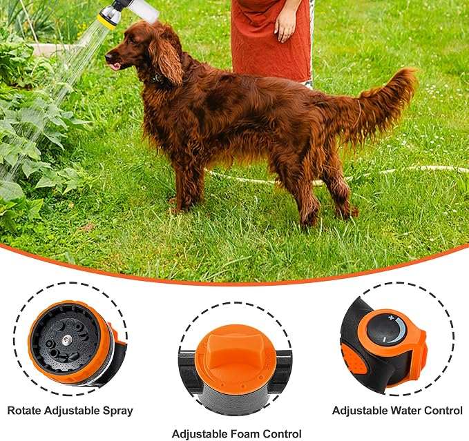 Dog Washing Hose Attachment, 10-in-1 Soap Sprayer Moden Garden Hose Nozzle - Image 3