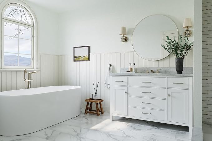 ARIEL Bristol 54" White Bathroom Vanity Base Cabinet, Single Sink Configuration - Image 2