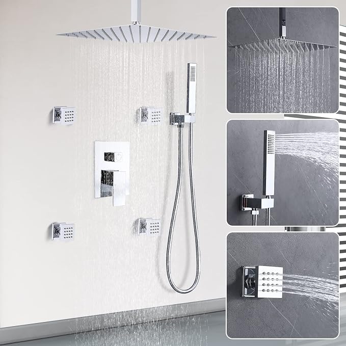 Enga Shower Body Jet System 12 Inch Ceiling Mounted Rainfall Shower Head - Image 9