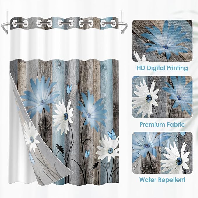 No Hook Rustic Farmhouse Shower Curtain - Image 2