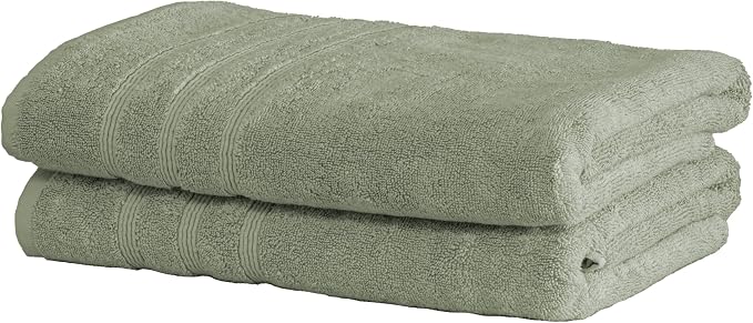 Mosobam Luxury Turkish Set of 2 Bath Towels 30X58 Seagrass Green 700 GSM Bamboo by Mosobam