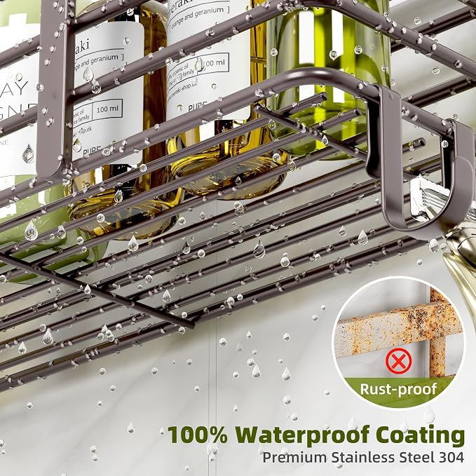 Yougai Shower Caddy 3 Pack, No Drilling Stainless Steel Hanging Shower - Image 4