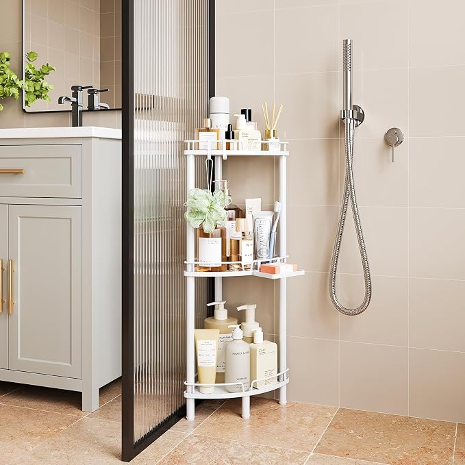 ELYKEN Corner Shower Caddy Standing, 3 Tier Rustproof Metal Shower Organizer - Image 9
