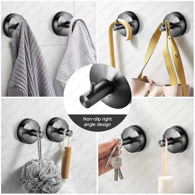 YOHOM Suction Cup Hooks Shower Towel Holder Stainless Steel Vacuum Bathroom - Image 5