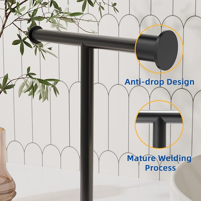 RUACQ T-Shape Hand Towel Holder Stand, Weighted Base Towel Rack, Countertop - Image 5