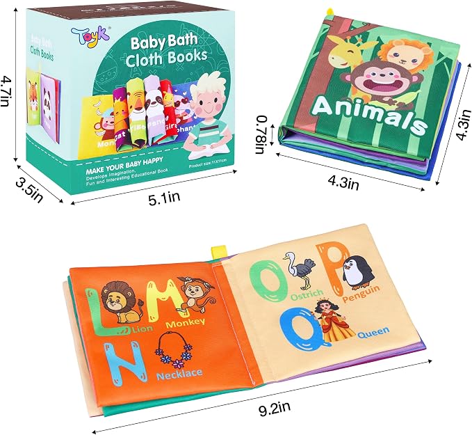 Baby Bath Books, Nontoxic Fabric Soft Baby Cloth Books, Early Education Toys - Image 3