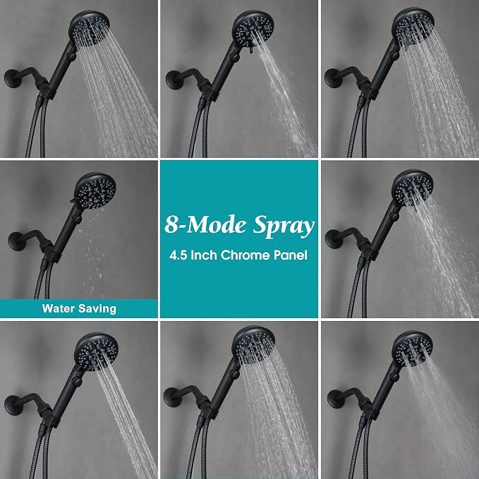 Handheld Shower Head with On Off Switch, 8-mode High Pressure Shower Wand with - Image 4