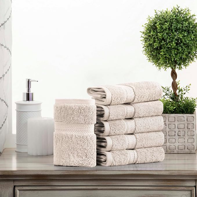 Superior Egyptian Cotton Pile Face Towel/Washcloth Set of 6, Ultra Soft Luxury - Image 2