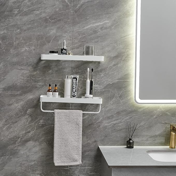 VOLPONE Bathroom Shelves Wall Mounted 2 Tier Glass Floating Shelf - Image 3
