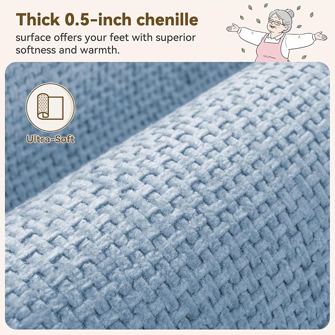 GRANNY SAYS Blue Bathroom Rugs, Soft Chenille Bathroom Mat, Absorbent Bath Mats - Image 4