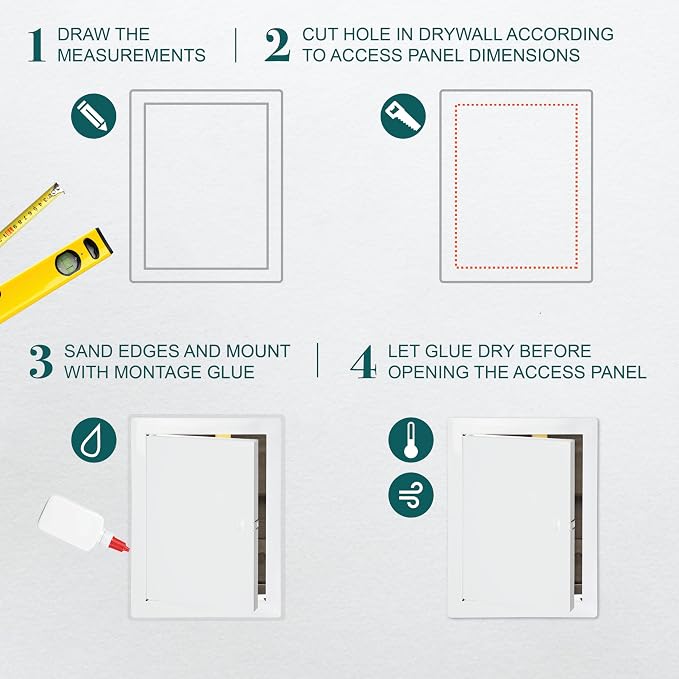 8" x 10" White Metal Access Door. Shaft Door Panel - Image 3
